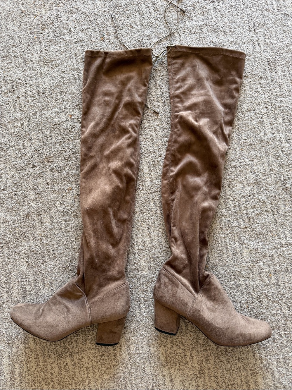 Catherine Malandrino Taupe Faux Suede Over Knee Boots Size 8